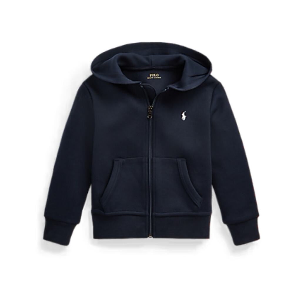 Polo Ralph Lauren Double-Knit Full-Zip Navy Hoodie – Boys Size 7 (130/64)